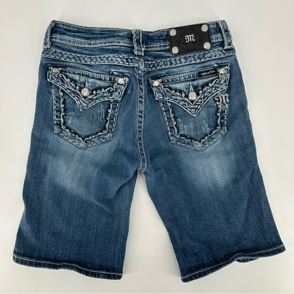 Miss Me Blue Jean Shorts with Rhinestone Embellishments